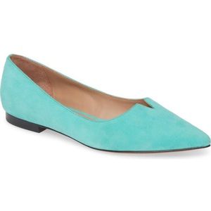 Linea Paolo Presta Pointed Toe Flats in Aqua Suede - 8.5
